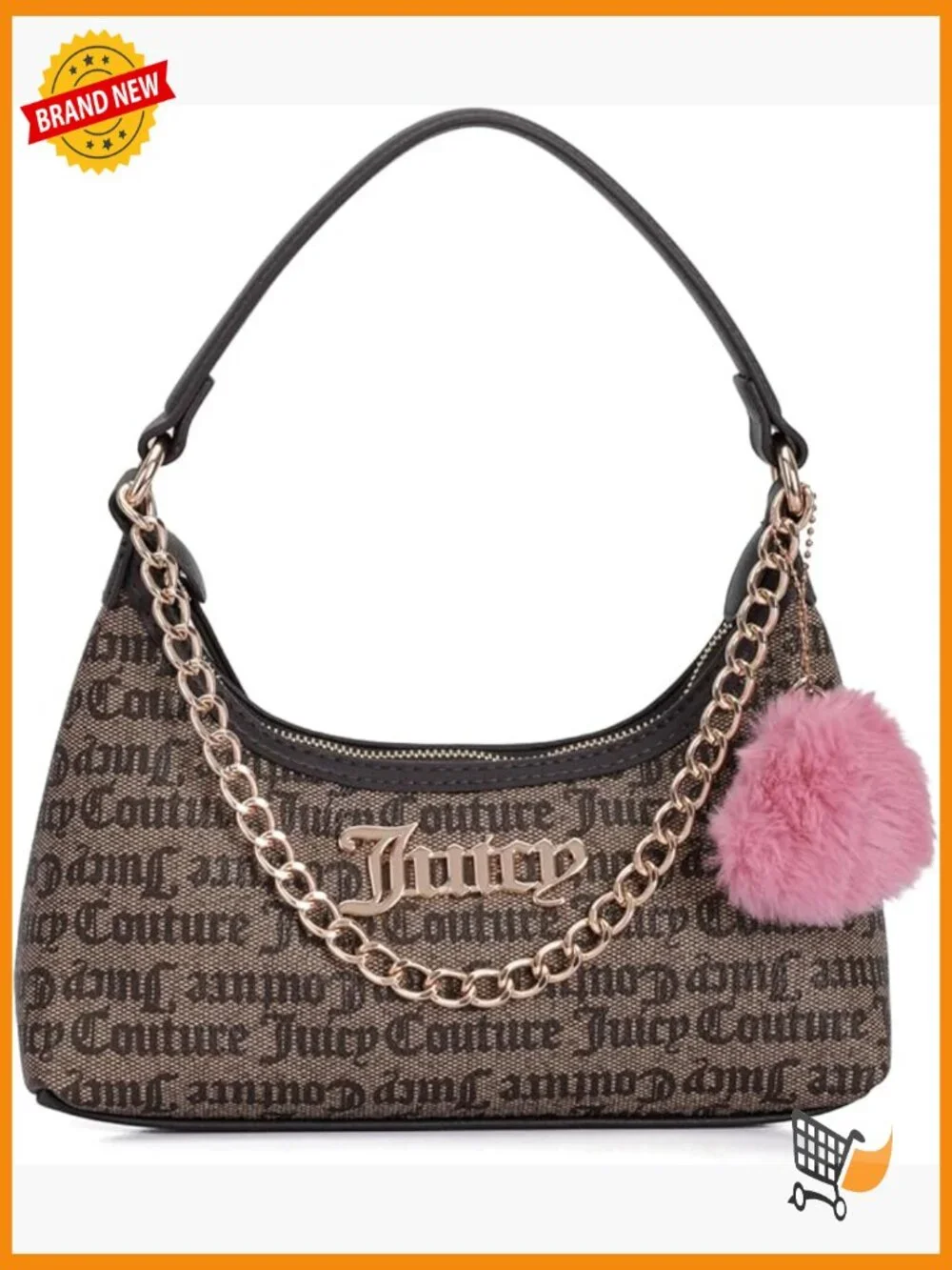 Hobo Bag with Letter Print, Adjustable Strap, Zipper Closure, Polyurethane - Picture 1 of 2